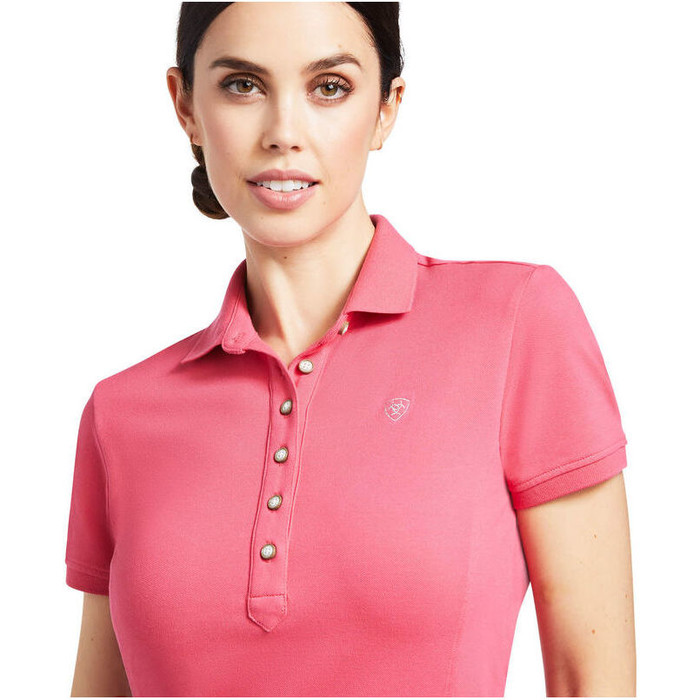 2022 Ariat Womens Prix 2.0 Short Sleeve Polo Top 10030467 - Party Punch
